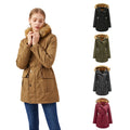 Women Custom Hoodie Warm Coat Plus Size Solid Color Padded Trench Coat Women
