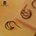 Wholesale Minimalist Luxury Korean 925 Sterling Silver Hollow Out Stud Earring Fine Jewelry 18K Gold Plated Earrings for Girls