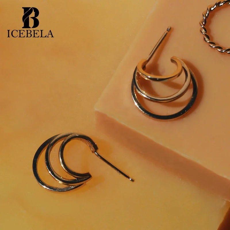Wholesale Minimalist Luxury Korean 925 Sterling Silver Hollow Out Stud Earring Fine Jewelry 18K Gold Plated Earrings for Girls