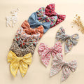 2022 Spring Hair Accessories 6 Inches Floral Prints Large Sailor Bow Hair Clips School Girl Flower Cotton Fable Bow Hair Clips