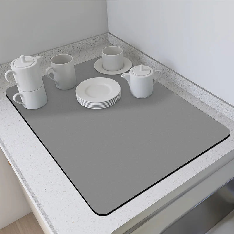 Quick-Dry Diatom Mud Mat Water Absorbent and Quick-Drying Kitchen Table Dish Drying Mat for Coffee Machine