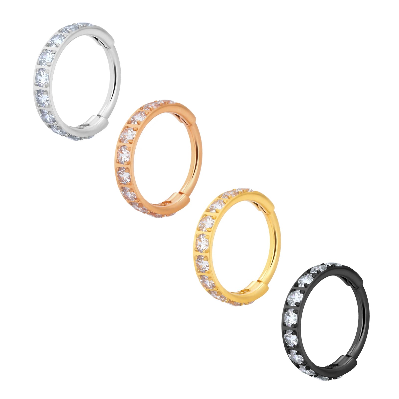 ASTM F136 Titanium 16G Nose Ring Segment Cartilage Tragus Earring Helix Daith Hoops Septum Clicker Side With CZ Piercing Jewelry
