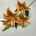 New Arrival B-2807 Colored Lilies 3 Heads 1 Bud Flower Artificial Silk Tiger Lily Flowers