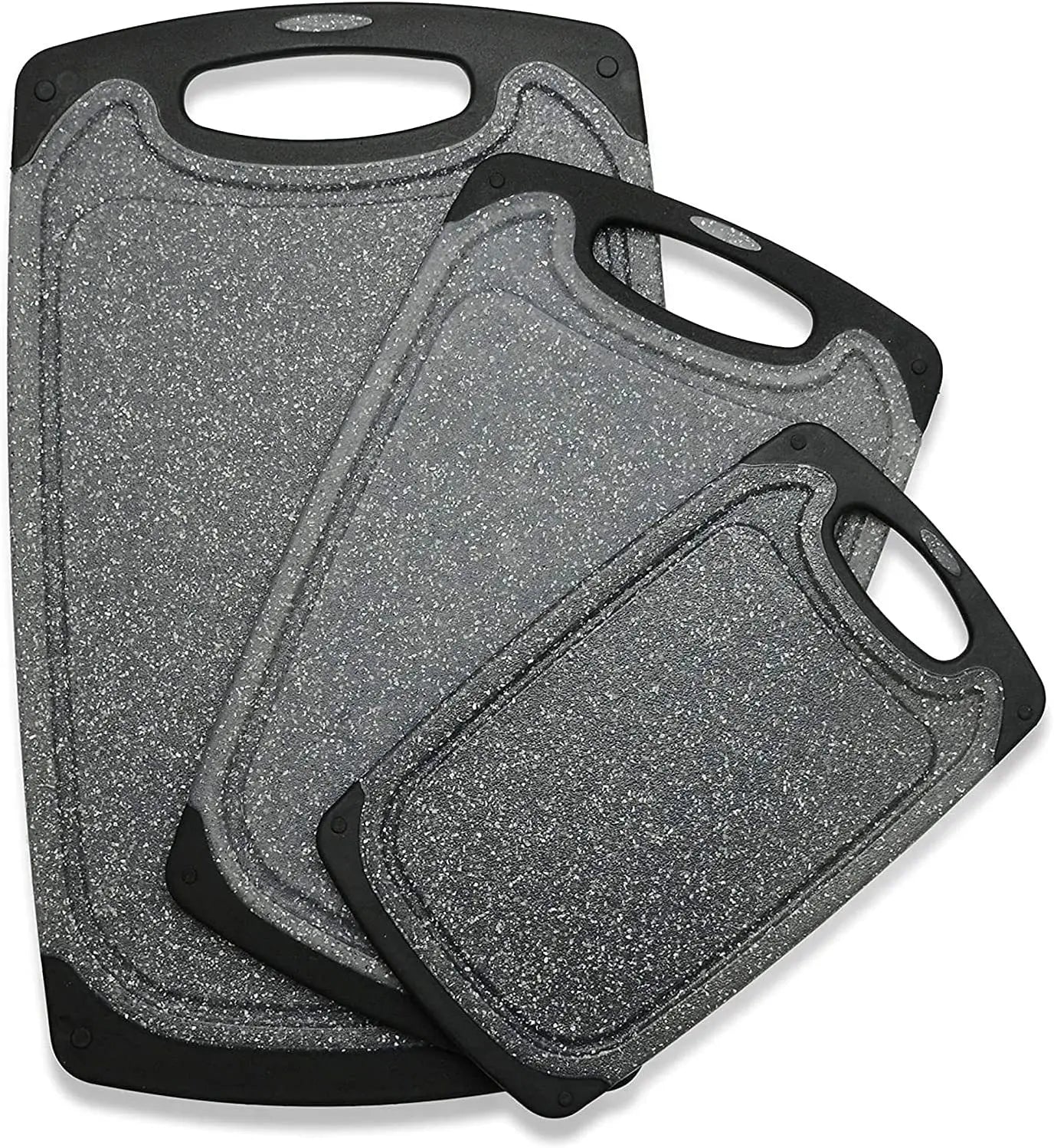OWNSWING Plastic Cutting Coards for Kitchen 3-Piece Cutting Board Set Dishwasher Safe Juice Grooves With Easy-Grip Handles