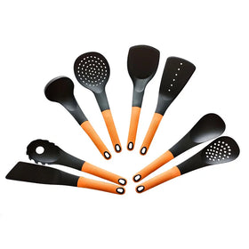 Factory Direct Home Kitchen 8 Piece Non-Stick Soft TPR Hand Nylon Cooking Utensils Set
