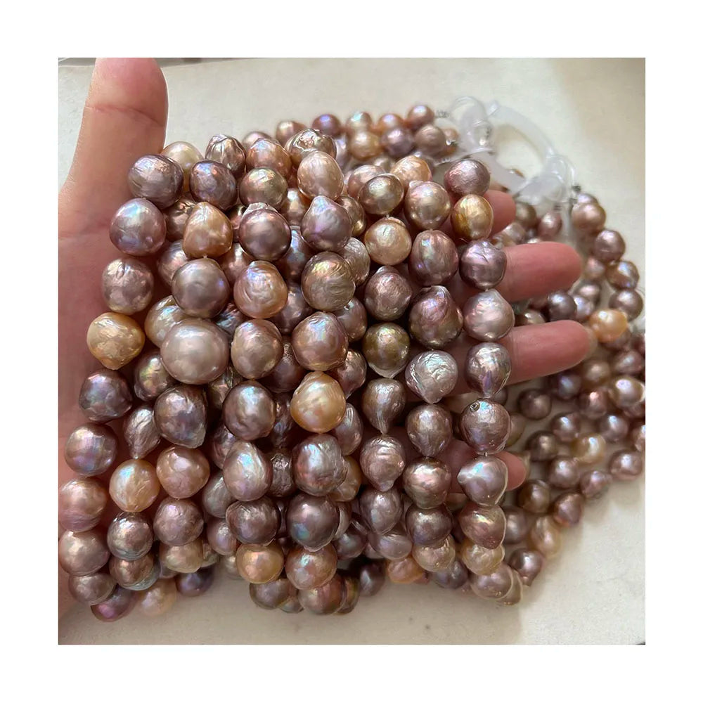 16 Inch 11-14 mm Kasumi Nature Baroque Freshwater Pearl for Jewelry Making oyster Farm oyster Pearl Purple Pearl String