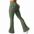 Fashion Women Gym Workout Flare Yoga Leggings Custom logo Scrunch Butt Flare Leggings With Pockets