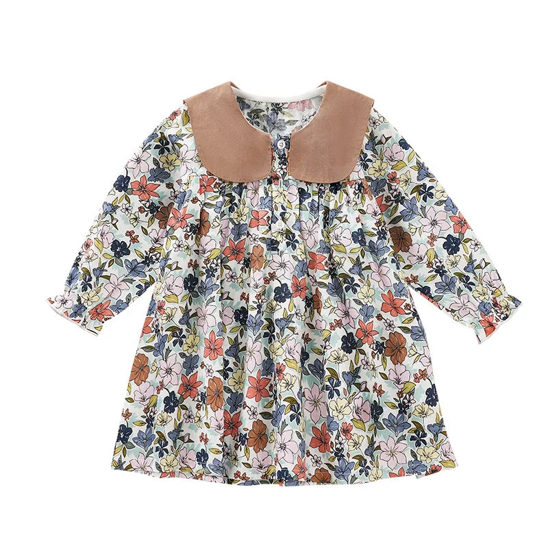 Made-to-Order Sustainable Fashion Spring Girls' New Infant Floral Dress Ladies Style Korean Dress for Sport Style