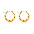 Chris April  Twisted Rope Round 316L Stainless Steel Girls c Shape 18k Gold Plated Hoop Earrings