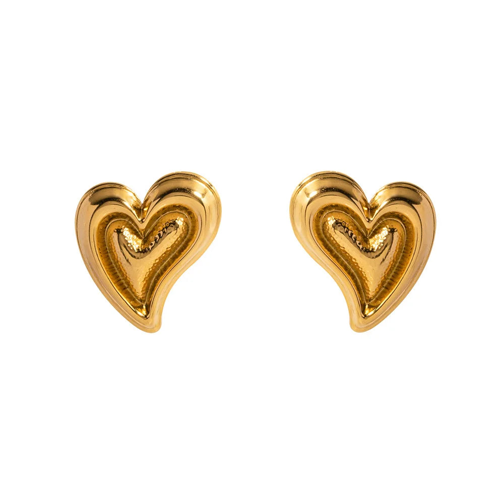 Heart Shape Earring Stainless Steel Non Tarnish Waterproof Earrings for Daily