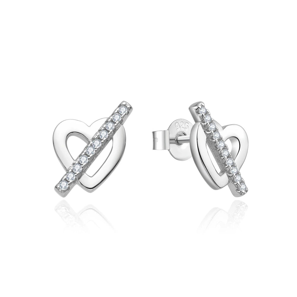 925 Silver Jewelry Heart Shape Wholesale Valentine's Day Gift Silver Earring Stud