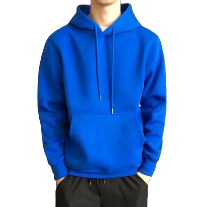 New Fashion Men Autumn Winter Hoodies Street Long Sleeve Loose Solid Color Casual Blouse Fleece Tops White Hoodies