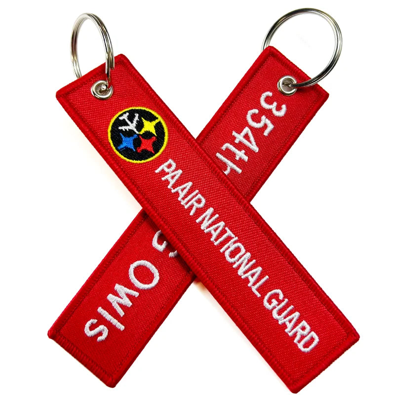 Oem Factory Custom Made Logo Embroidered Keychains Embroidery Key Chains Flight Airplane