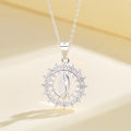 925 Cubic Zirconia Religious Circle Chain Pendant Silver Fashion Jewelry Necklaces for Women