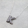Western Style Letter Charm Pendant Checker Bubble Initial a Necklace Customize Wholesale