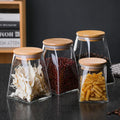 350ml 550ml 750ml 950ml Kitchen Use High Borosilicate Airtight Clear Glass Jars for Kitchen Storage With Bamboo Lids