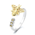 Rotatable Yellow Sunflower Bee Honeycomb Rotating Ring Fashion Jewelry Adjustable Spinner Spin Spinning Fidget Rings for Anxiety