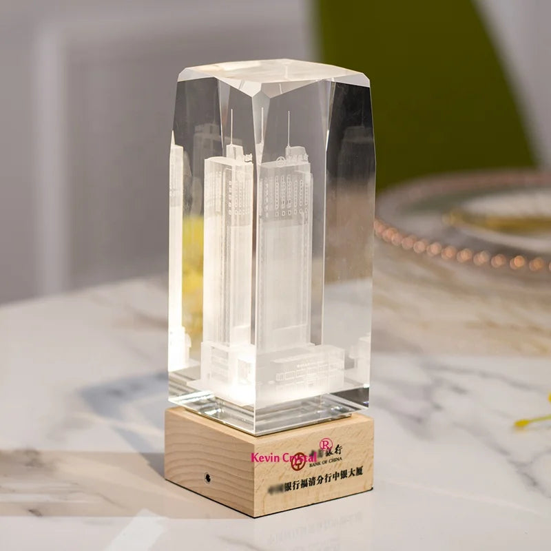 K-6010 Custom Made 3D Crystal Business Gift Desk Decorations Laser Crystal Cube