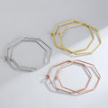 38mm Personalized 925 Sterling Silver Gold Plating Hollow Geometry Octagon Wire Hoop Earring for Women Wholesale