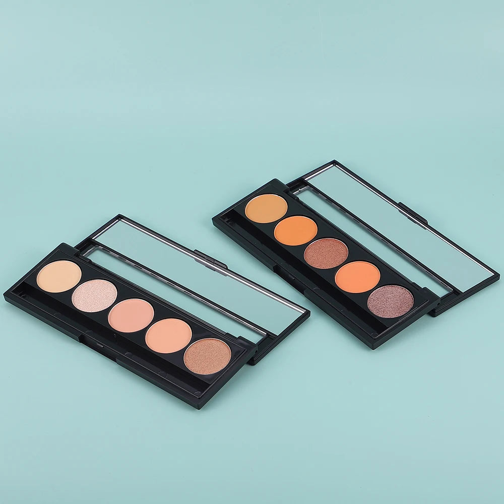 Free logo Design Plastic Makeup Box 5 Holes Eyeshadow Case Custom Private Label Empty Black Clear Eyeshadow Palette