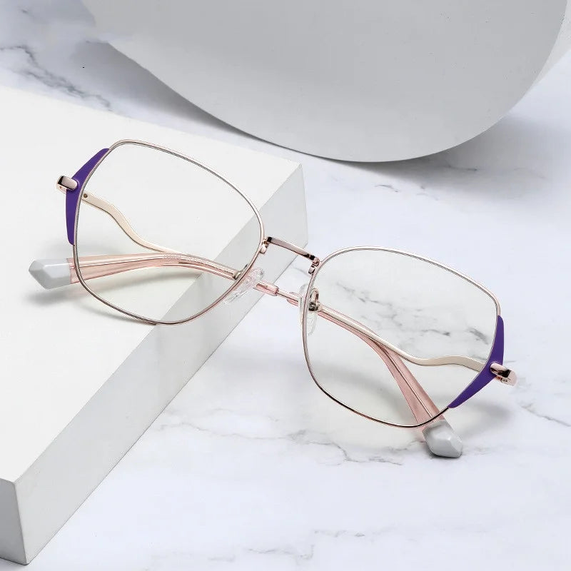 2025 Jiuling Eyewear Luxury Women Eye Glasses Big Two Colors Frame Transparent Lens Women Anti Blue Light Glasses Frame Eyeglass