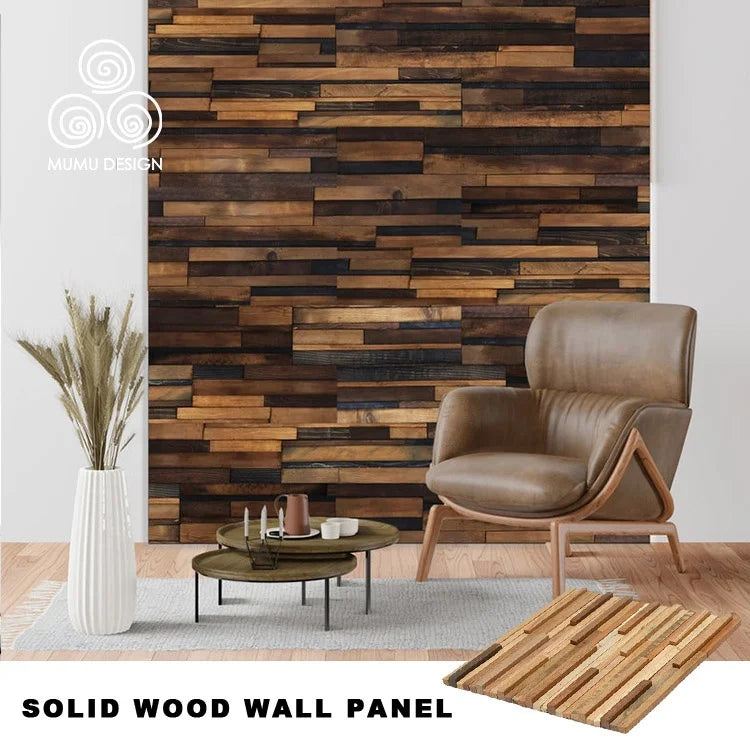 MUMU New Product Home Decoration Fluted Pieces Wallpapers Cladding Planks Brick Tile 3D Wood Mosaic