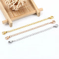 18k Gold Plated Stainless Steel 5 Sizes Two Lobster Clasps Jewelry Findings With Extension Chains Waterproof Jewelry Accessories