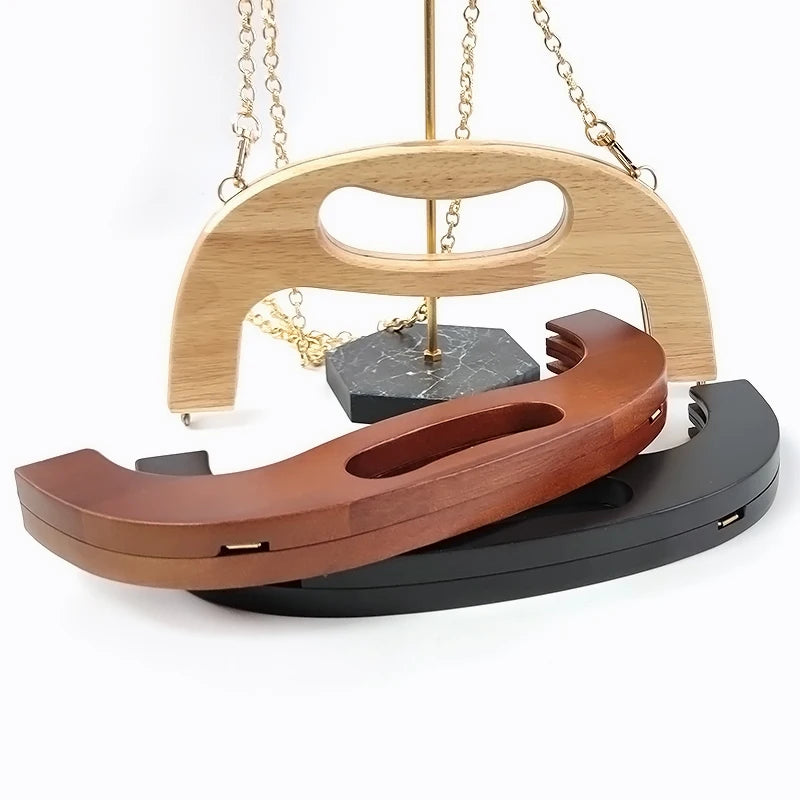 Meetee BS314 25cm Bag Handbag Accessories Purse Frame Handbag Clip M-Screw Arch Handle Solid Wooden Purse Clasp Handle