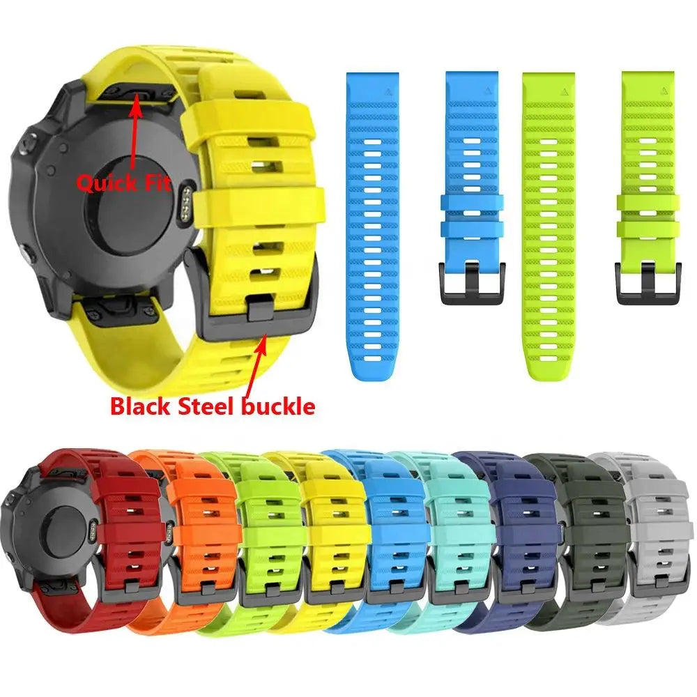 Factory Direct Quick Fit 22/26mm Silicone Sport Watch Band Straps for Garmin Fenix 6 Pro 5 Plus Quick & Easy Band Replacement
