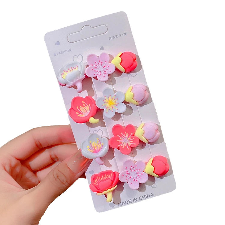 Girl's Pink Series 6CM Tulip Flower Hairpin Simple Metal Hair Clip with Resin Accessory Sweet Hair Styling Tool