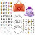 66p Charm Bracelet Making Kit Children's Jewelry Orange Bag Set Dazzling Colorful Crystal Beaded Teen Girl Gold Plated Party