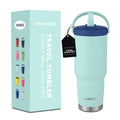 New Design 14oz Stainless Steel Tumbler with Foldable Handle Insulated Vacuum Flask with Straw Lid Leak Proof Water Bottle