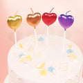 New Design 3d Metallic  Color Heart Shaped  Birthday Cake Candles