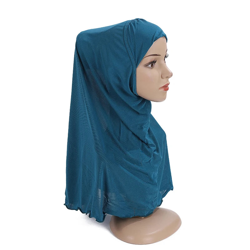 New One Piece Easy Pull-On  Underscarf Turban Instant Hijab Bonnet for Kids and Girls Summer Muslim Amira Headscarf