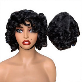 Wholesale Brazilian Virgin Remy 100% Real Human Hair Wig Transparent Lace Front Short Curly Bob Short with Natural Wave