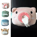 Soft Plush Car Tissue Holder Hanging Car Tissue Box Cute Cartoon Car Napkin Paper Organizer