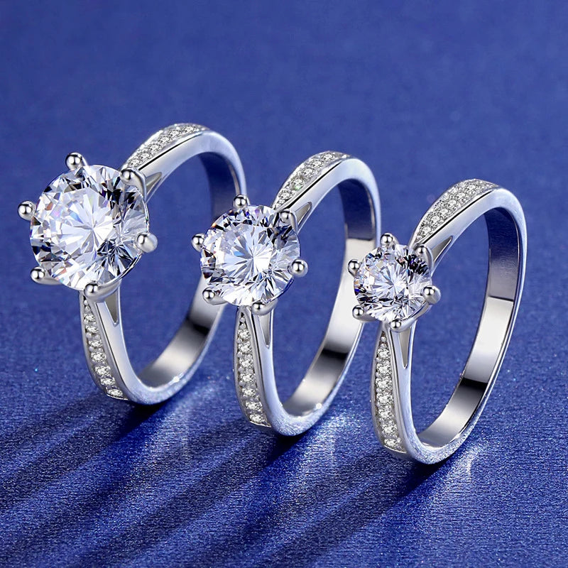 Hot Trendy Vintage Moissanite Jewelry 0.5ct/1ct/2ct/3ct Classic Six Claw 925 Sterling Silver Wedding Engagement Diamond