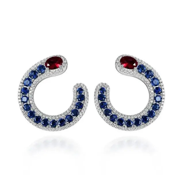 Luxury Statement Colorful Double Cc Earrings Crystal Sun Polynesian Earrings for Women