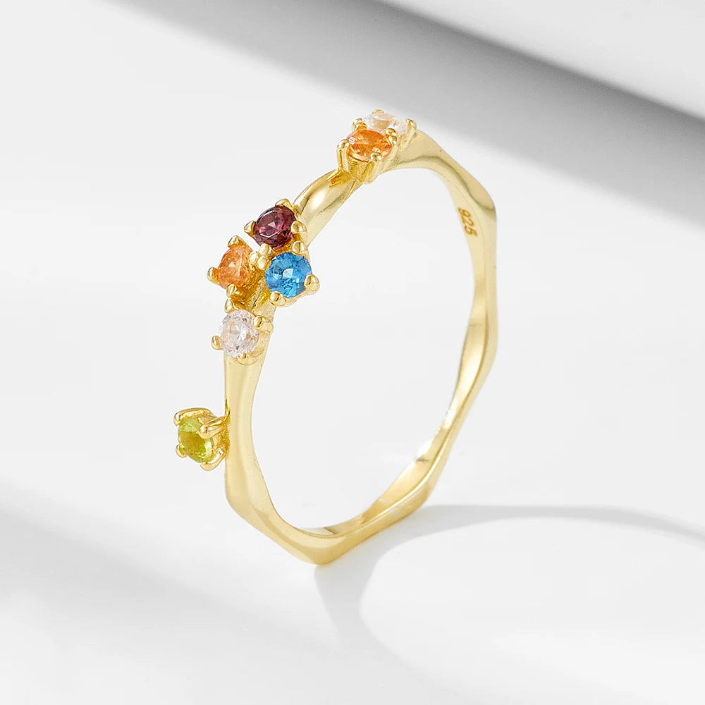 2024 Ring Silver Color Minimalist Irregular Zircon Finger Love Rings Jewelry
