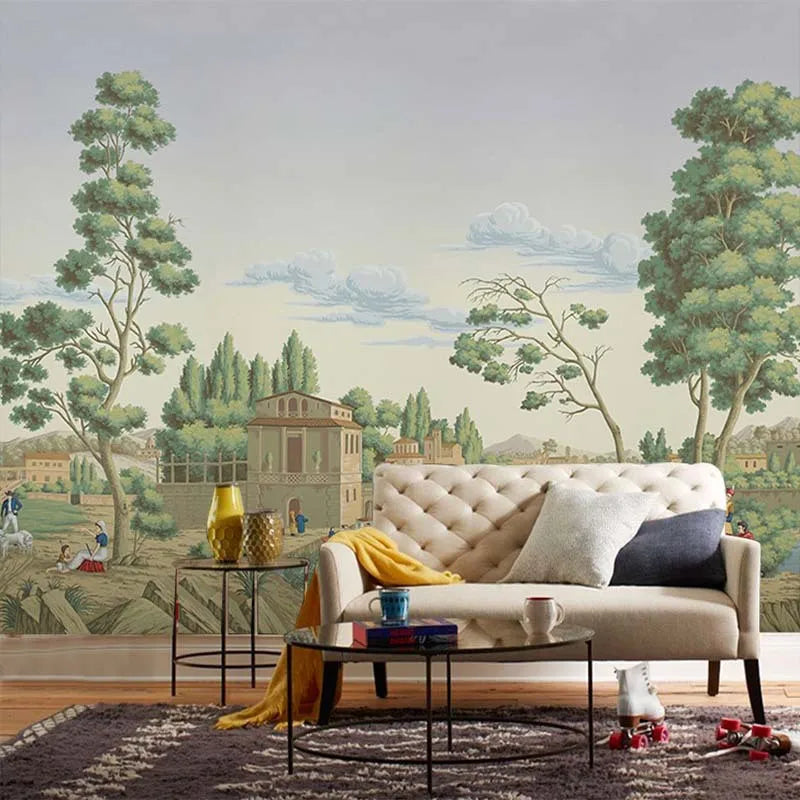 3d French Hotel Famous Riverside Scenery Building Wallpaper Living Room Sofa Background Wall Cloth Restaurant Medieval Murals