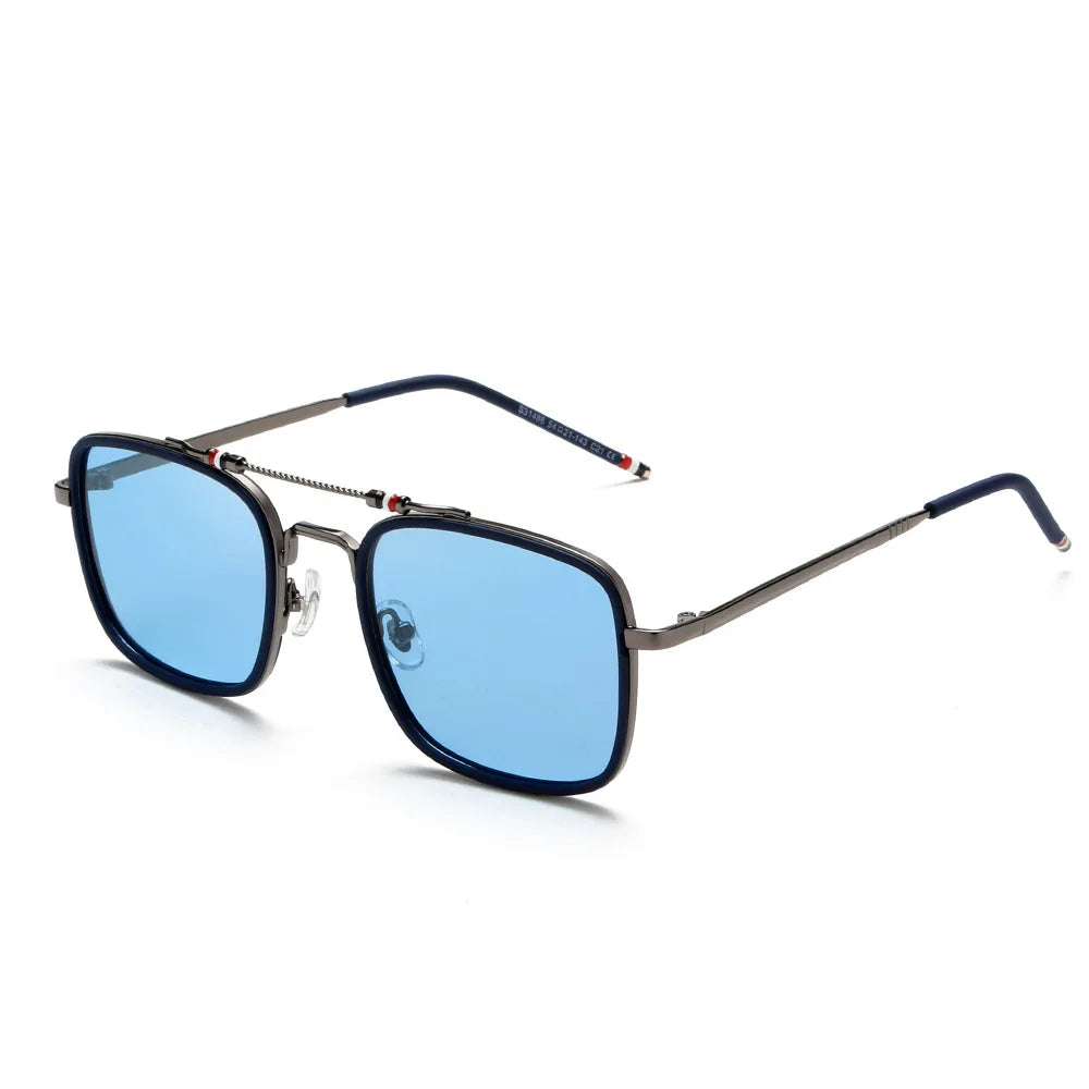 2024 Custom UV400 Women's Sunglasses Blue Metal Frame with Polarized Lenses Fashionable Colorful Sun Glasses with Logo Unisex