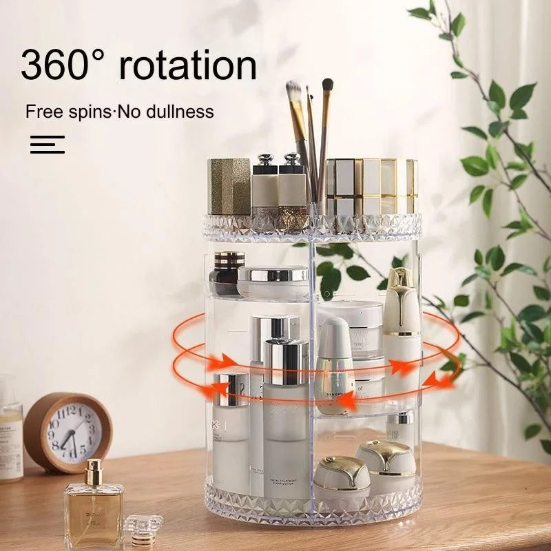 Make up Organizer 360 Degree Rotation Clear Brush Holder Lipstick Vanity Cosmetic Jewelry Box Makeup Organizers and Storage MegaBDM