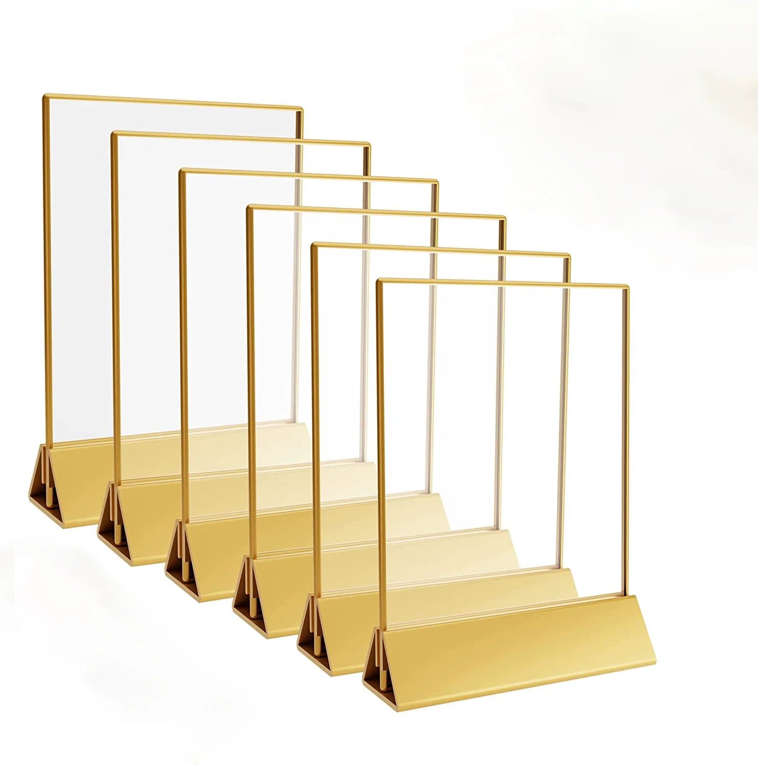 Acrylic Menu Sign Holders With Gold Border 12.7 X 17.78 cm Logo Holder Frame for Restaurants