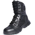 Men's High Top Leather Hiking Shoes Lightweight Wear-Resistant Summer Tactical Training Boots Steel Toe Rubber Breathable Winter