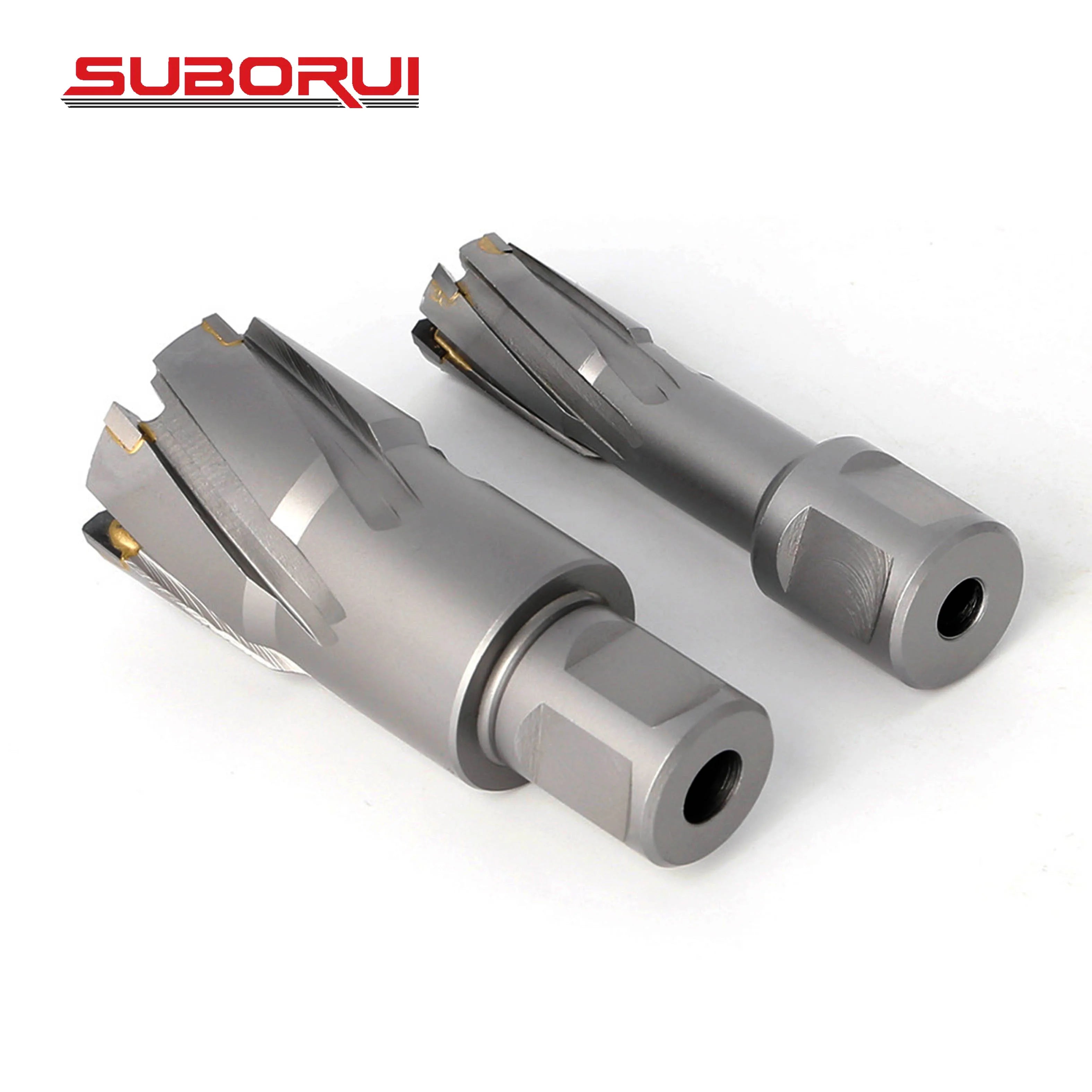 SUBORUI Annular Broach Cutter Manufacturer Customized Weldon Shank TCT Magnetic Core Drill Bit Annular Cutter for Drill Press