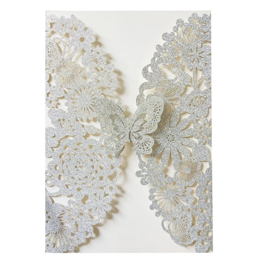 Laser Cut Butterfly Invitation Kit Lace Flora Wedding Card Invitations With Envelopes