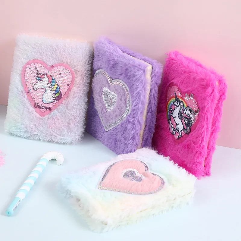 New Novelty Material Plush Cover A6 Size Notebook Customized Pattern Cute Small Pocket Plush Notebook
