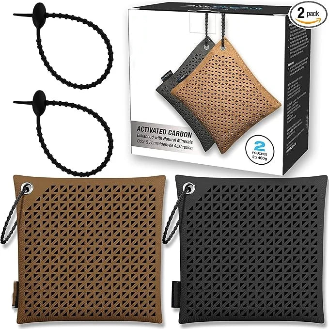 Natural Bamboo Charcoal Minerals Air Purifying Odor Eliminator Freshener Reusable Hanger Home Closet Car Refrigerator