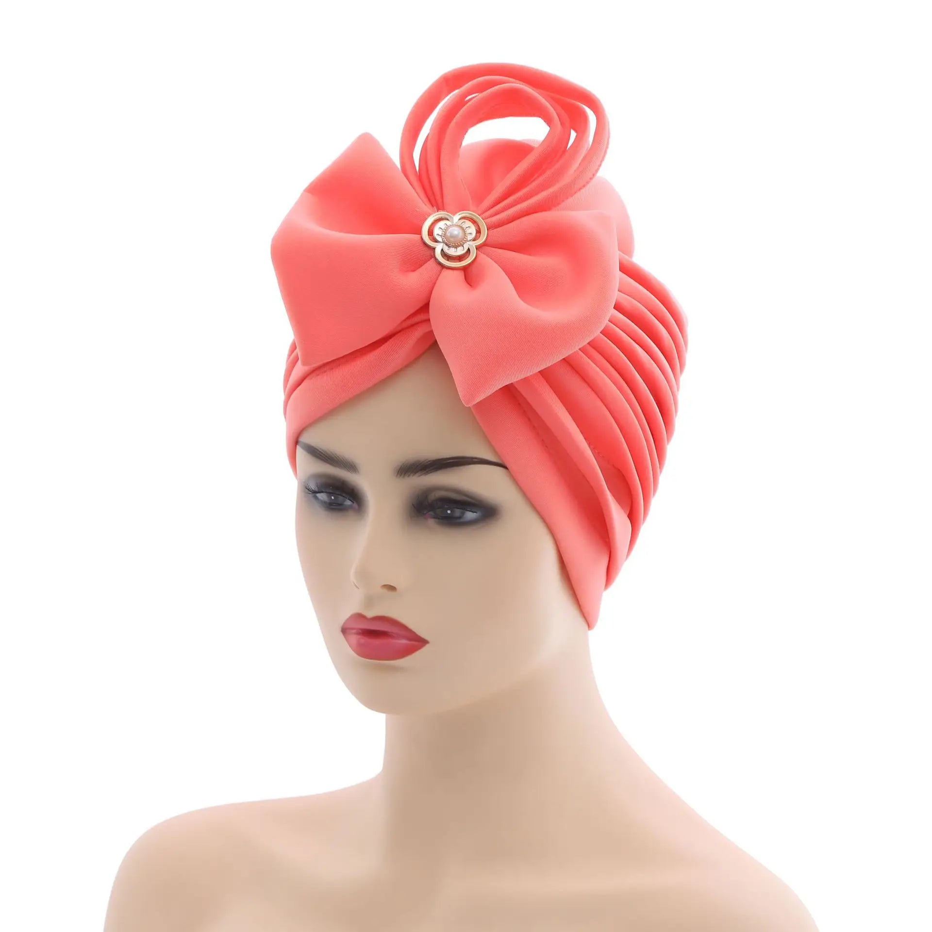 HZM-50152 Multiple Colour African Style Head Wrap Turban Hats Fashion Flower Knot Women Muslim Hat for Women