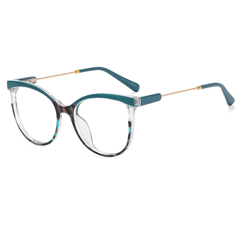 Newest 2023 Anti Blue Light Glasses Oval Metal Temple Optical Eyeglasses Wholesale